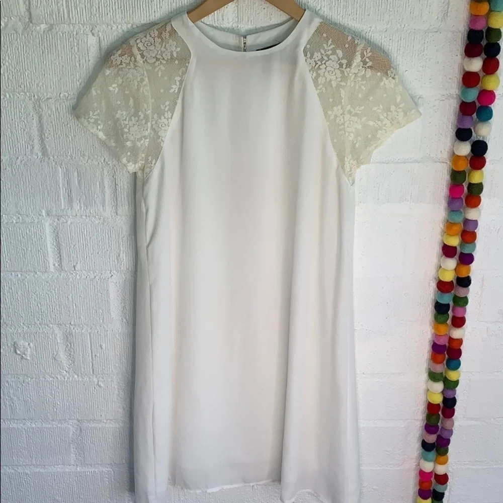 Anthropologie Lovemarks Sheer Shoulder Lace Mini Dress